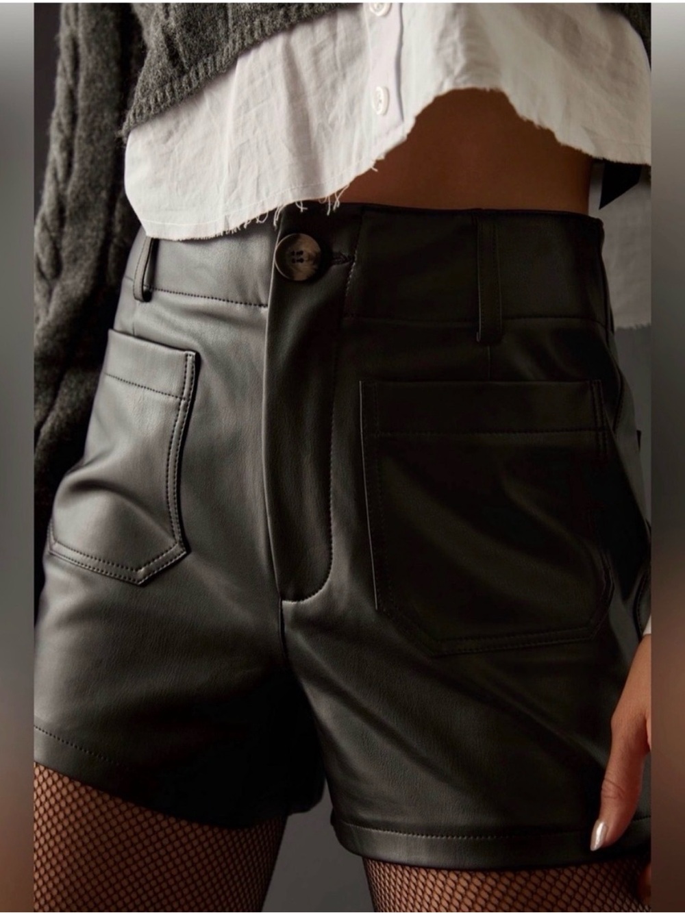 Maeve Colette Faux-Leather High-Rise Shorts